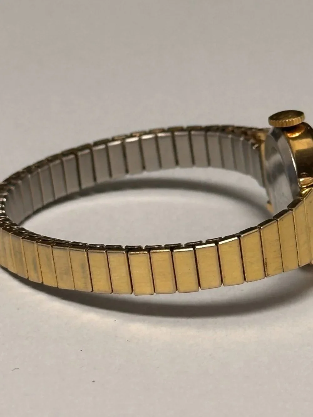 Vintage Acqua Manual Wind Watch Women Gold Tone Stretch Expansion Band 6